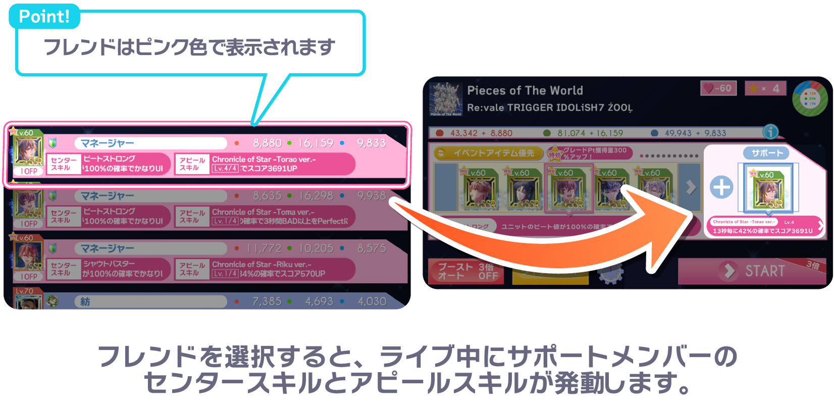 サポートメンバー選択画面